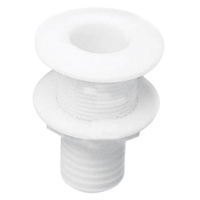 Thru-Hull Fitting 1 1/2'', w/Hose Barb Ø32mm, Thread L.65mm, White