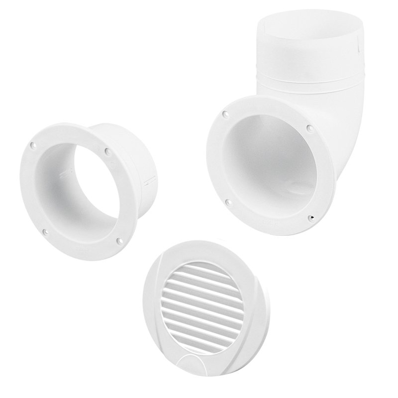 Ventilator Connector, Straight, Ø102mm, White