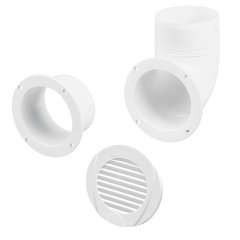 Ventilator Connector, Straight, Ø102mm, White