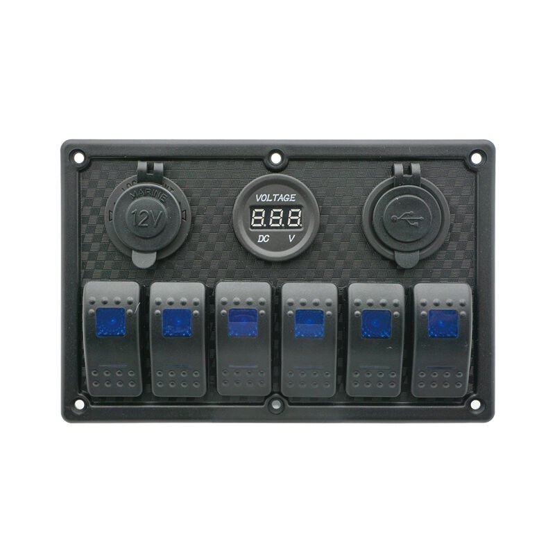 Rocker Switch Panel with LED, 12V/24V, (6 Rockers)