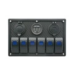 Rocker Switch Panel with LED, 12V/24V, (6 Rockers)