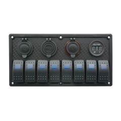 Rocker Switch Panel with LED, 12V/24V, (8 Rockers)