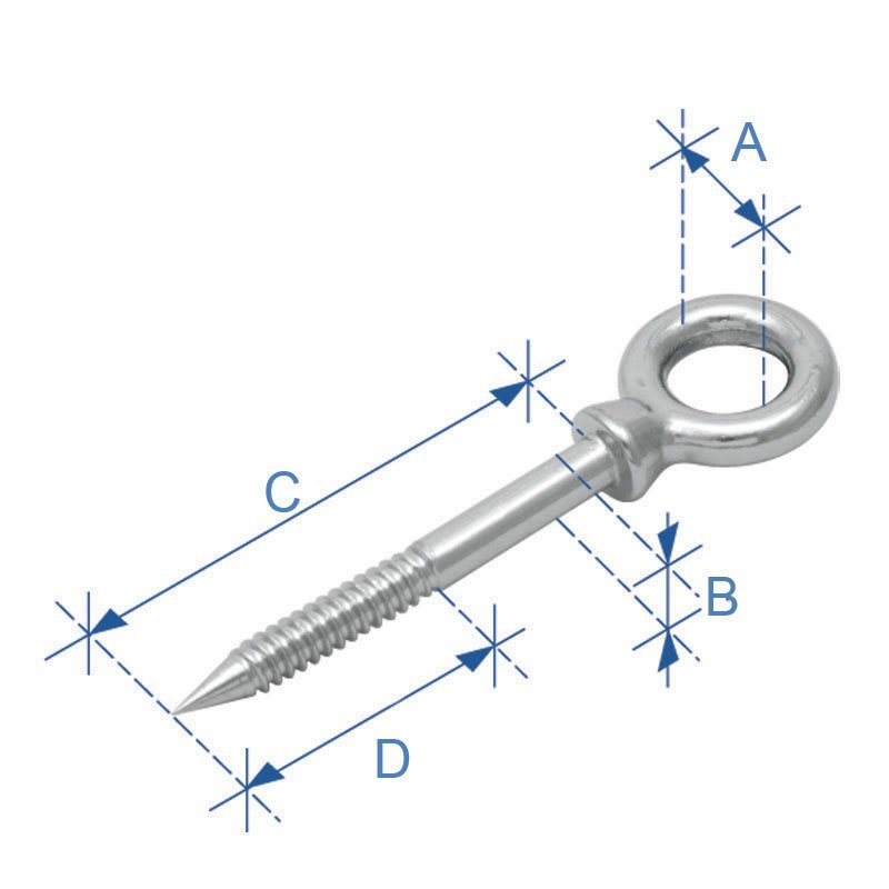 Gözlü Ağaç Vidası, Inox 316, 10x80Mm