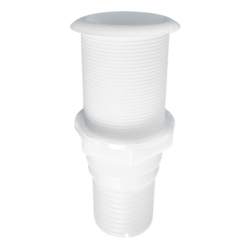 Thru-Hull Threaded 2'', w/Hose Barb Ø51mm, L122mm,White