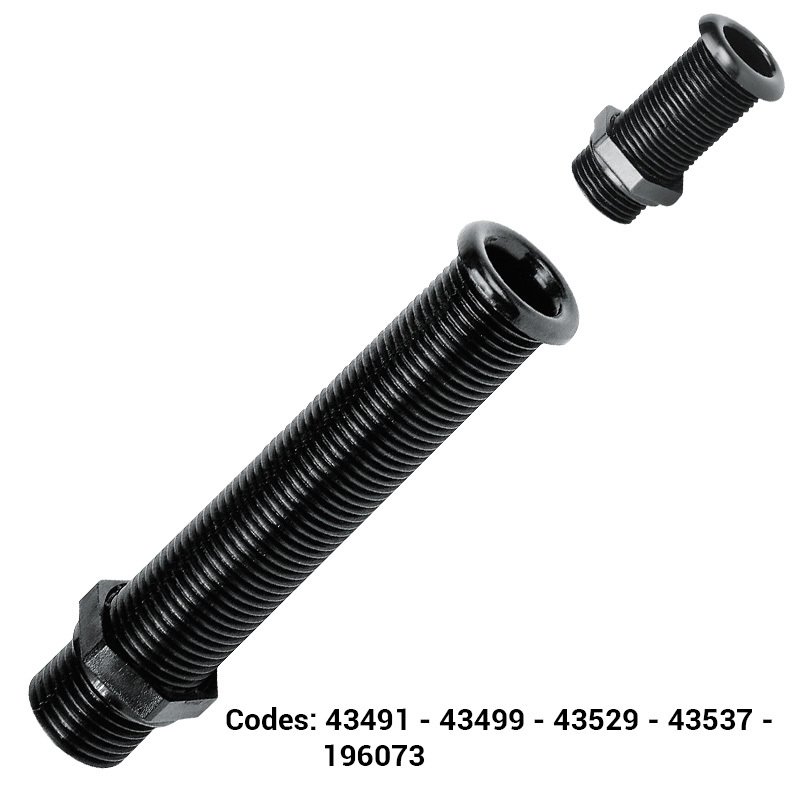Thru-Hull Threaded, w/Stand. Flange, 7/8'',Int.Ø22mm, L155mm,Black