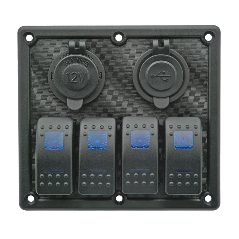 Rocker Switch Panel with LED, 12V/24V, (4 Rockers)