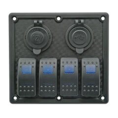 Rocker Switch Panel with LED, 12V/24V, (4 Rockers)