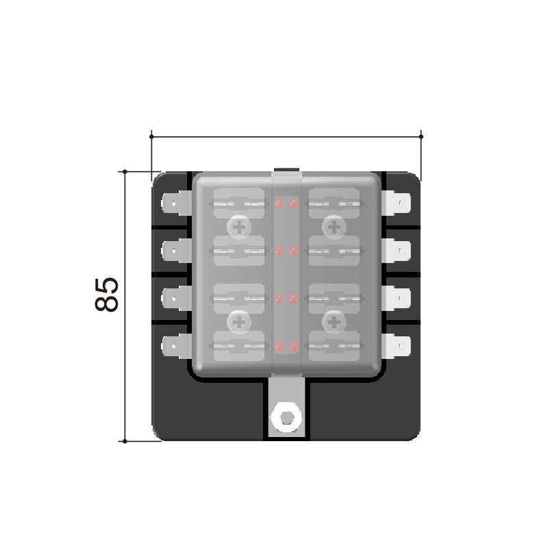 Standard Blade Fuse Holder Box for 8 Fuses, Screw Connection