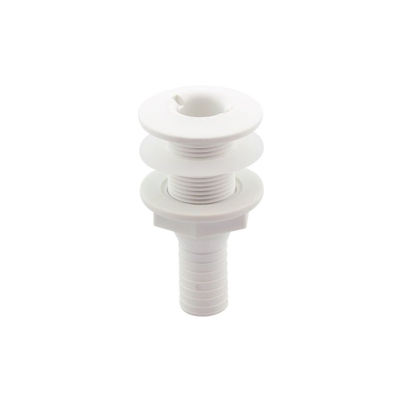Thru-Hull Fitting 3/4'', w/Hose Barb Ø19mm & Washer, White, ISO