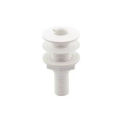 Thru-Hull Fitting 3/4'', w/Hose Barb Ø19mm & Washer, White, ISO