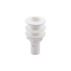 Thru-Hull Fitting 1'', w/Hose Barb Ø25mm & Washer, White, ISO