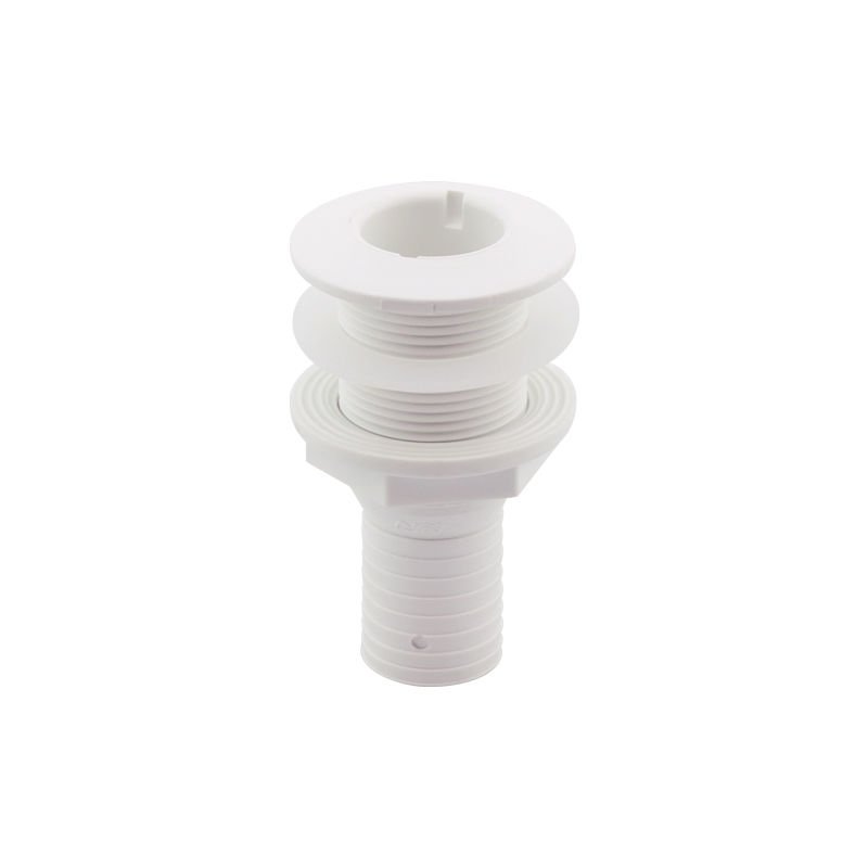 Thru-Hull Fitting 1 1/4'', w/Hose Barb Ø32mm & Washer, White, ISO