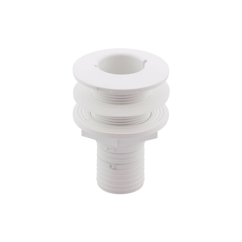 Thru-Hull Fitting 1 1/2'', w/Hose Barb Ø38mm & Washer, White, ISO